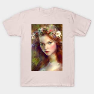 Dreamy kitschy Maiden with Flower Wreath T-Shirt